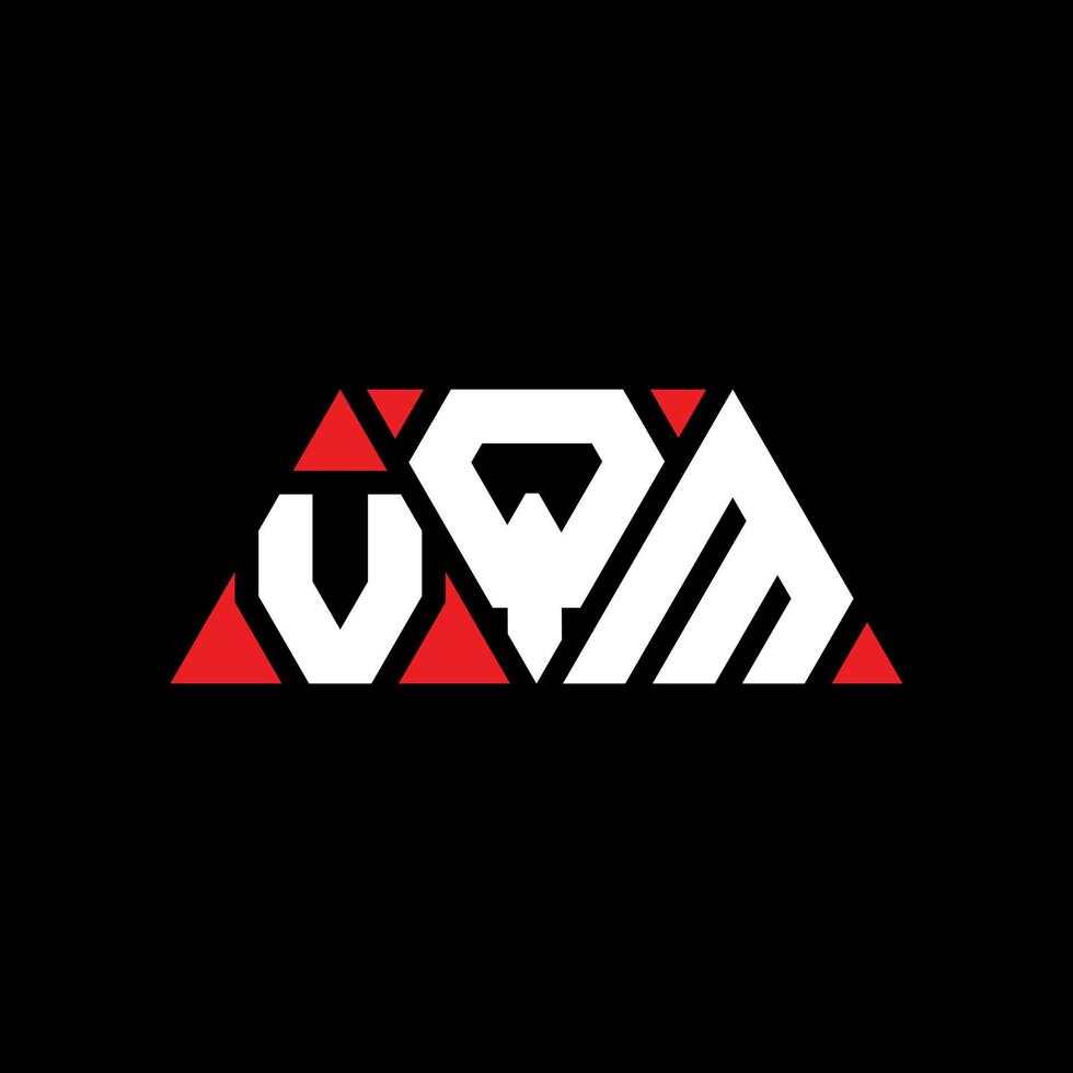VQM triangle letter logo design with triangle shape. VQM triangle logo design monogram. VQM triangle vector logo template with red color. VQM triangular logo Simple, Elegant, and Luxurious Logo. VQM