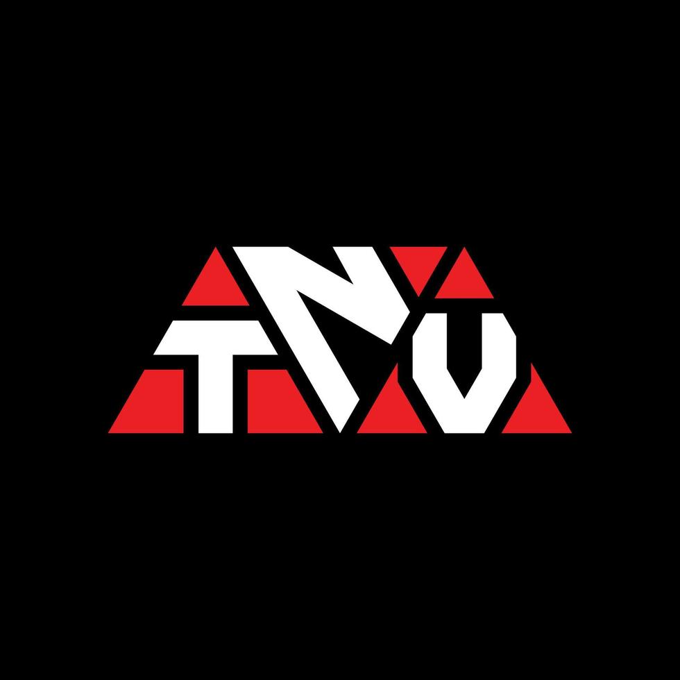 diseño de logotipo de letra triangular tnv con forma de triángulo. monograma de diseño de logotipo de triángulo tnv. plantilla de logotipo de vector de triángulo tnv con color rojo. logo triangular tnv logo simple, elegante y lujoso. televisión