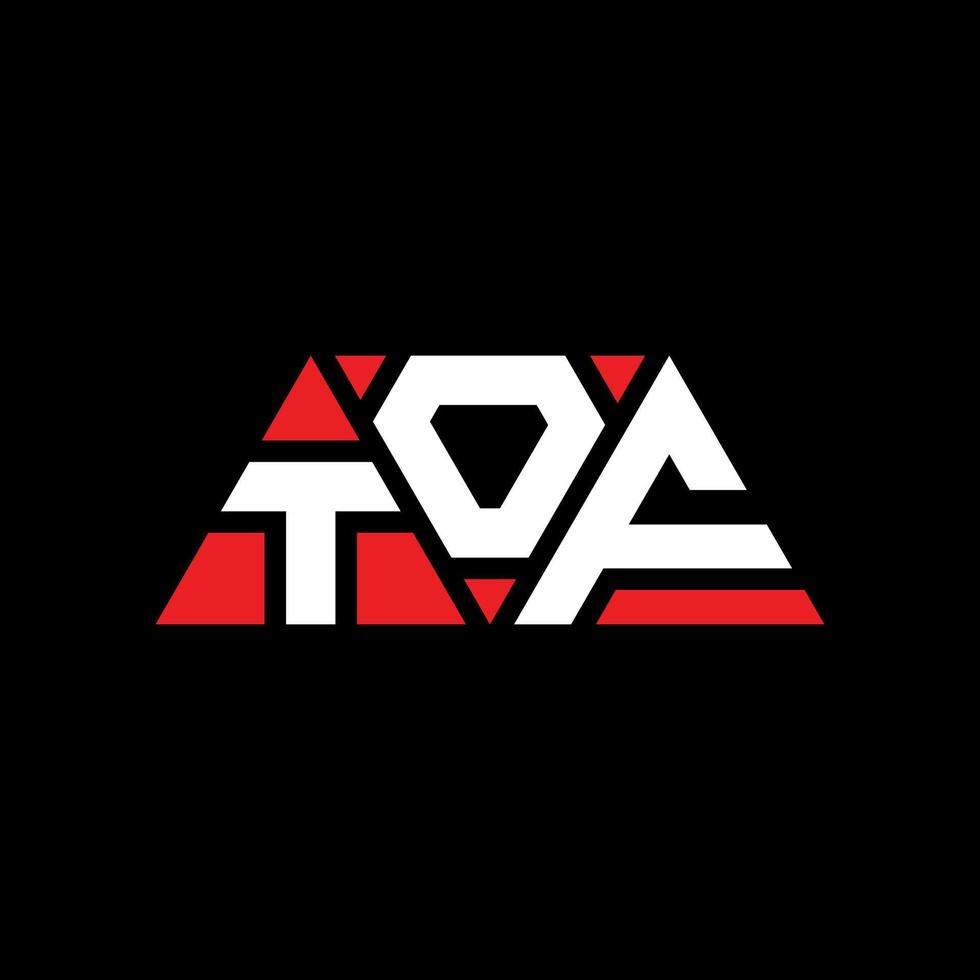 diseño de logotipo de letra triangular tof con forma de triángulo. monograma de diseño de logotipo de triángulo tof. plantilla de logotipo de vector de triángulo tof con color rojo. logotipo triangular tof logotipo simple, elegante y lujoso. tof