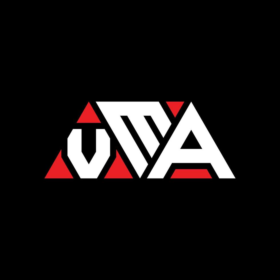 diseño de logotipo de letra triangular vma con forma de triángulo. monograma de diseño de logotipo de triángulo vma. plantilla de logotipo de vector de triángulo vma con color rojo. logotipo triangular vma logotipo simple, elegante y lujoso. vma