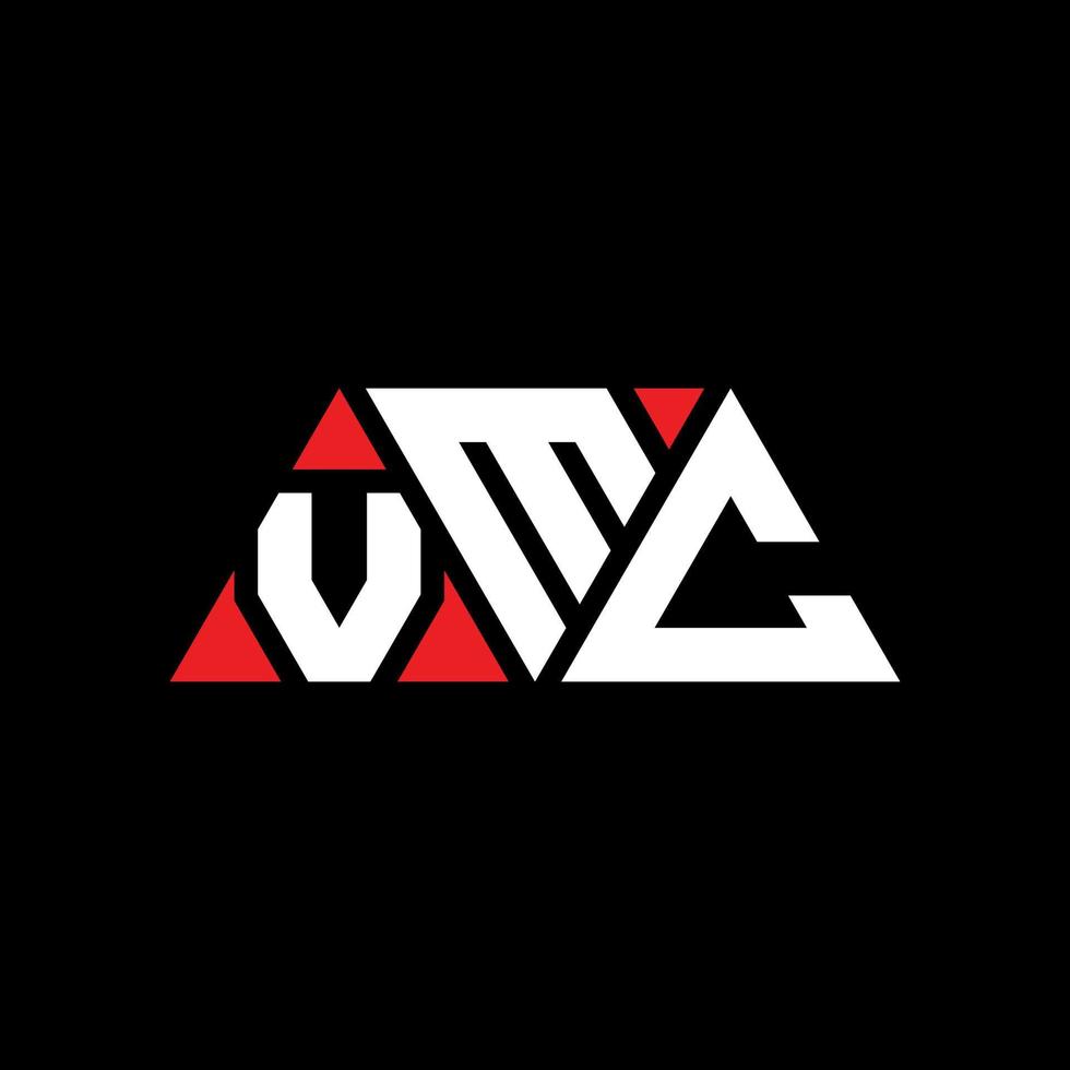 Diseño de logotipo de letra triangular vmc con forma de triángulo. monograma de diseño de logotipo de triángulo vmc. plantilla de logotipo de vector de triángulo vmc con color rojo. logotipo triangular vmc logotipo simple, elegante y lujoso. vmc