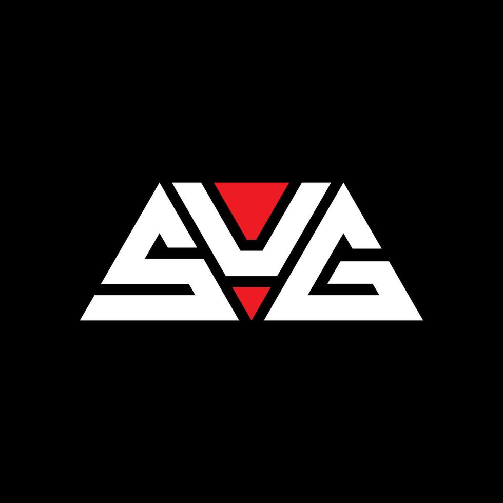 SUG triangle letter logo design with triangle shape. SUG triangle logo design monogram. SUG triangle vector logo template with red color. SUG triangular logo Simple, Elegant, and Luxurious Logo. SUG