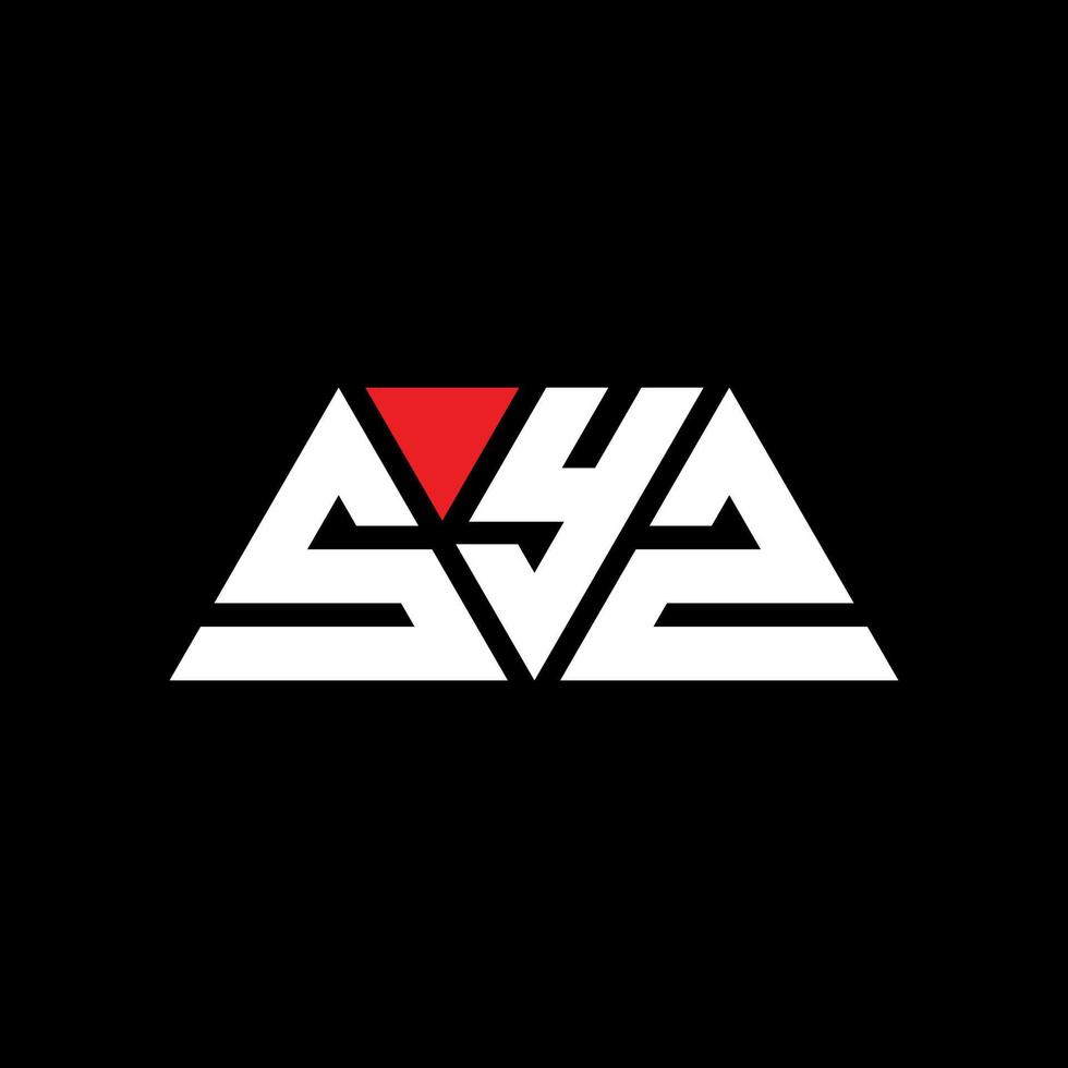 SYZ triangle letter logo design with triangle shape. SYZ triangle logo design monogram. SYZ triangle vector logo template with red color. SYZ triangular logo Simple, Elegant, and Luxurious Logo. SYZ