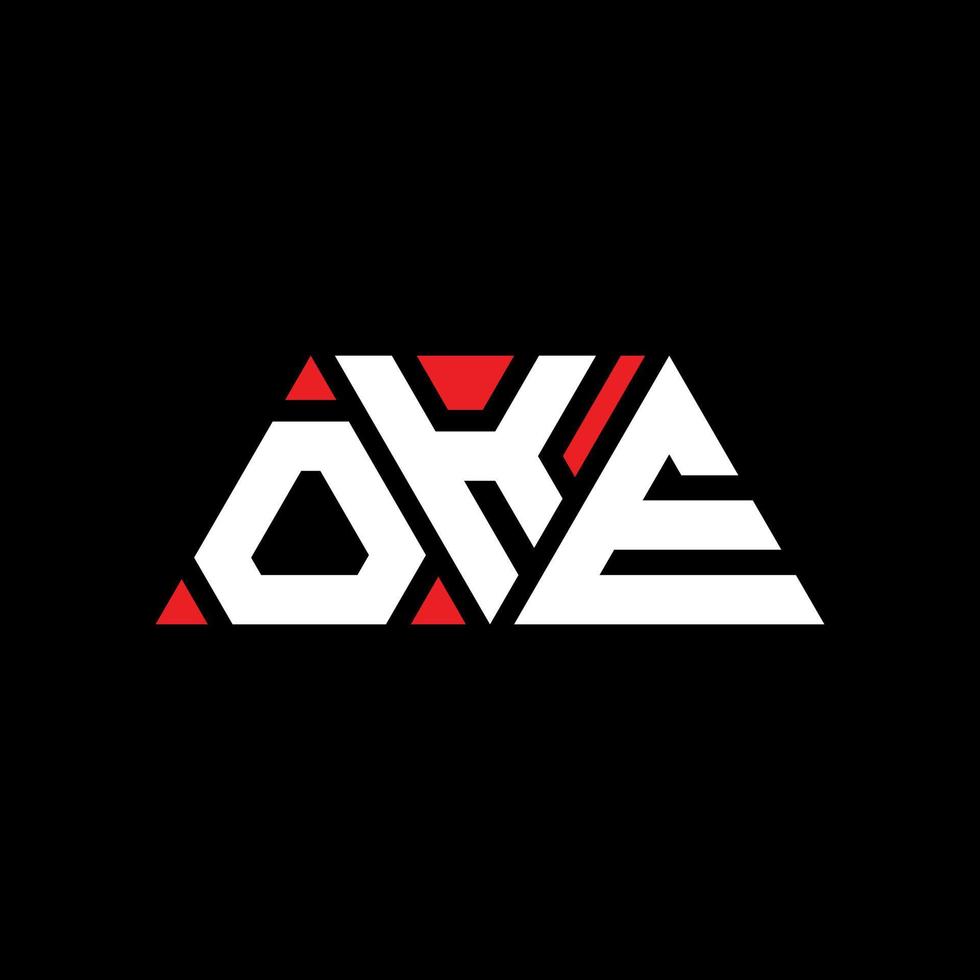 diseño de logotipo de letra de triángulo oke con forma de triángulo. monograma de diseño del logotipo del triángulo oke. plantilla de logotipo de vector de triángulo oke con color rojo. logotipo triangular de oke logotipo simple, elegante y lujoso. ok