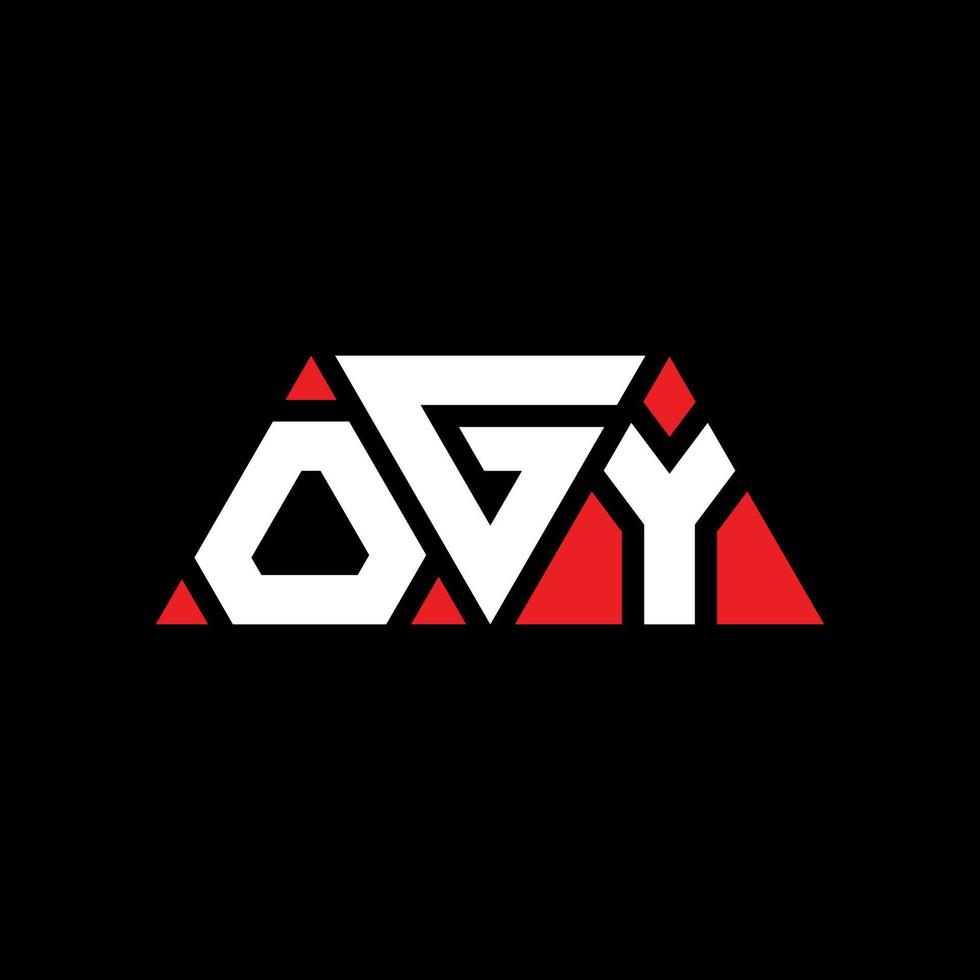 OGY triangle letter logo design with triangle shape. OGY triangle logo design monogram. OGY triangle vector logo template with red color. OGY triangular logo Simple, Elegant, and Luxurious Logo. OGY