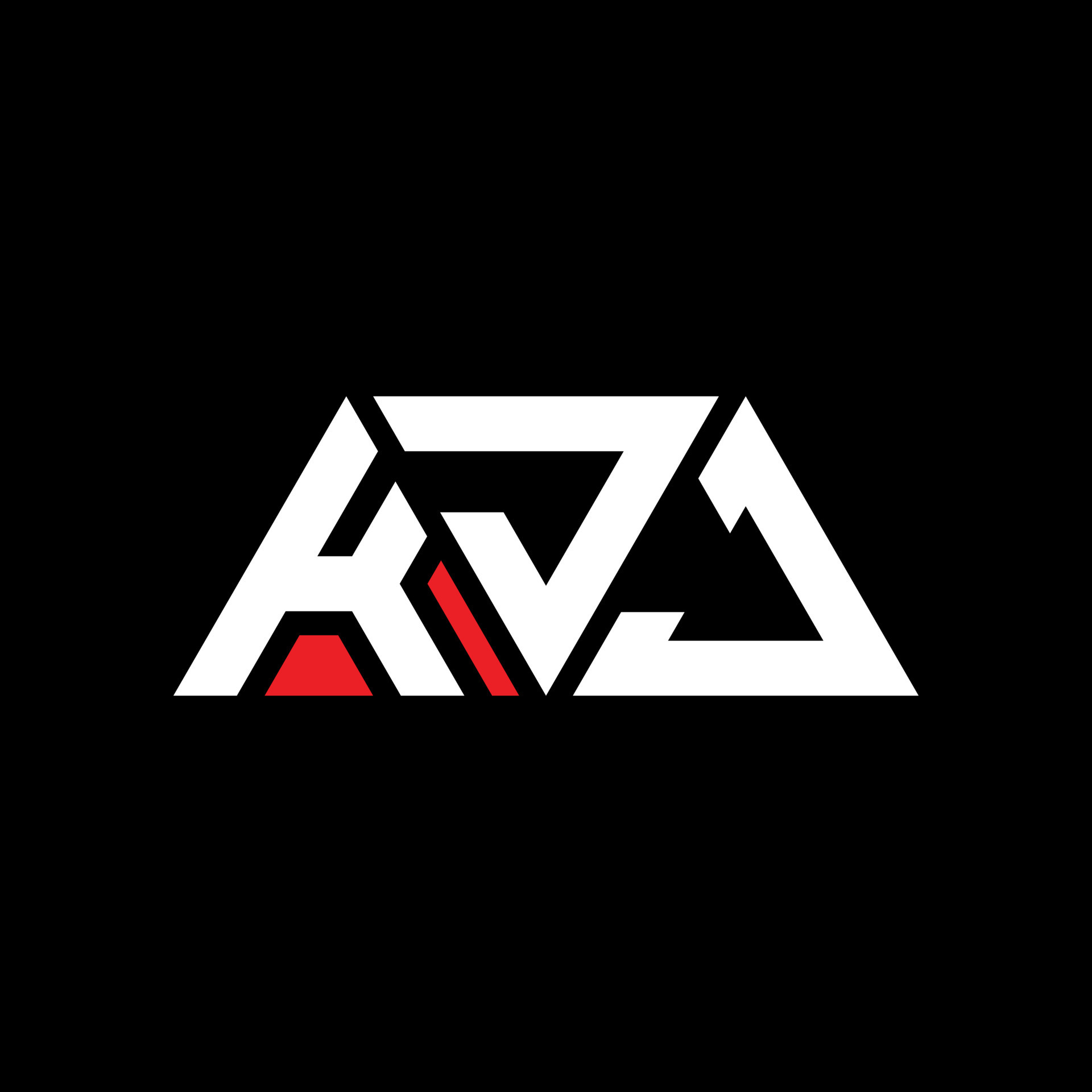 KJJ triangle letter logo design with triangle shape KJJ triangle logo