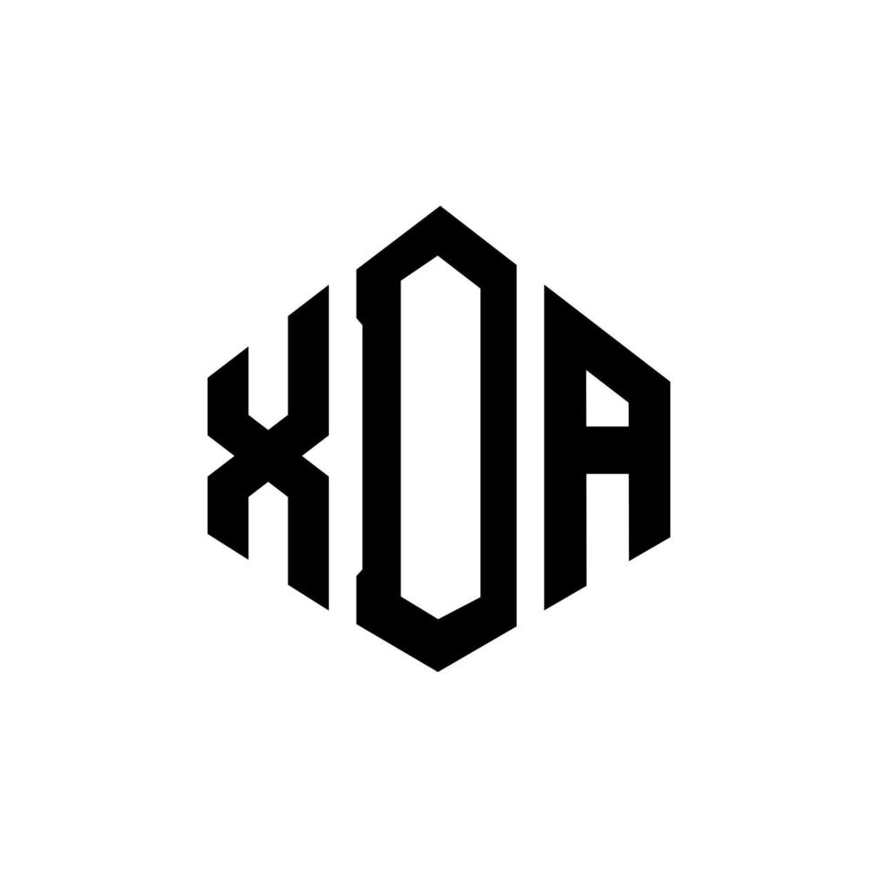 diseño de logotipo de letra xda con forma de polígono. Diseño de logotipo en forma de cubo y polígono xda. xda hexágono vector logo plantilla colores blanco y negro. monograma xda, logotipo comercial e inmobiliario.