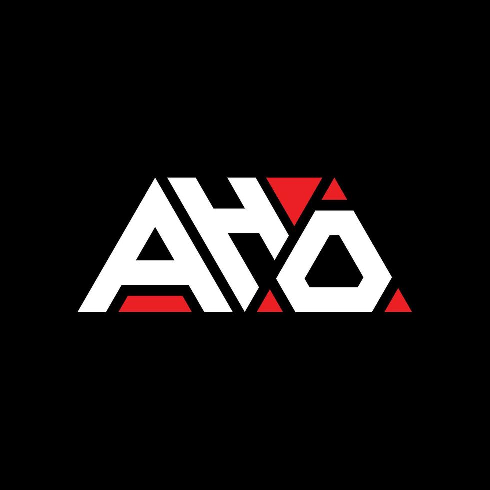 diseño de logotipo de letra triangular aho con forma de triángulo. monograma de diseño de logotipo de triángulo aho. plantilla de logotipo de vector de triángulo aho con color rojo. logotipo triangular aho logotipo simple, elegante y lujoso. aho