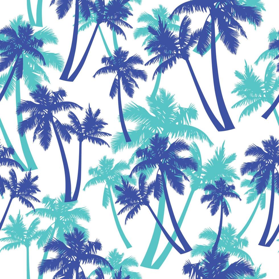 Blue vector palm tree pattern isolated on white background