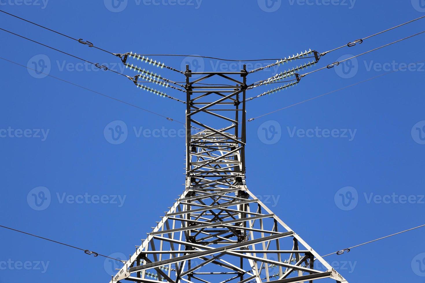 High-voltage poles, close-up photo