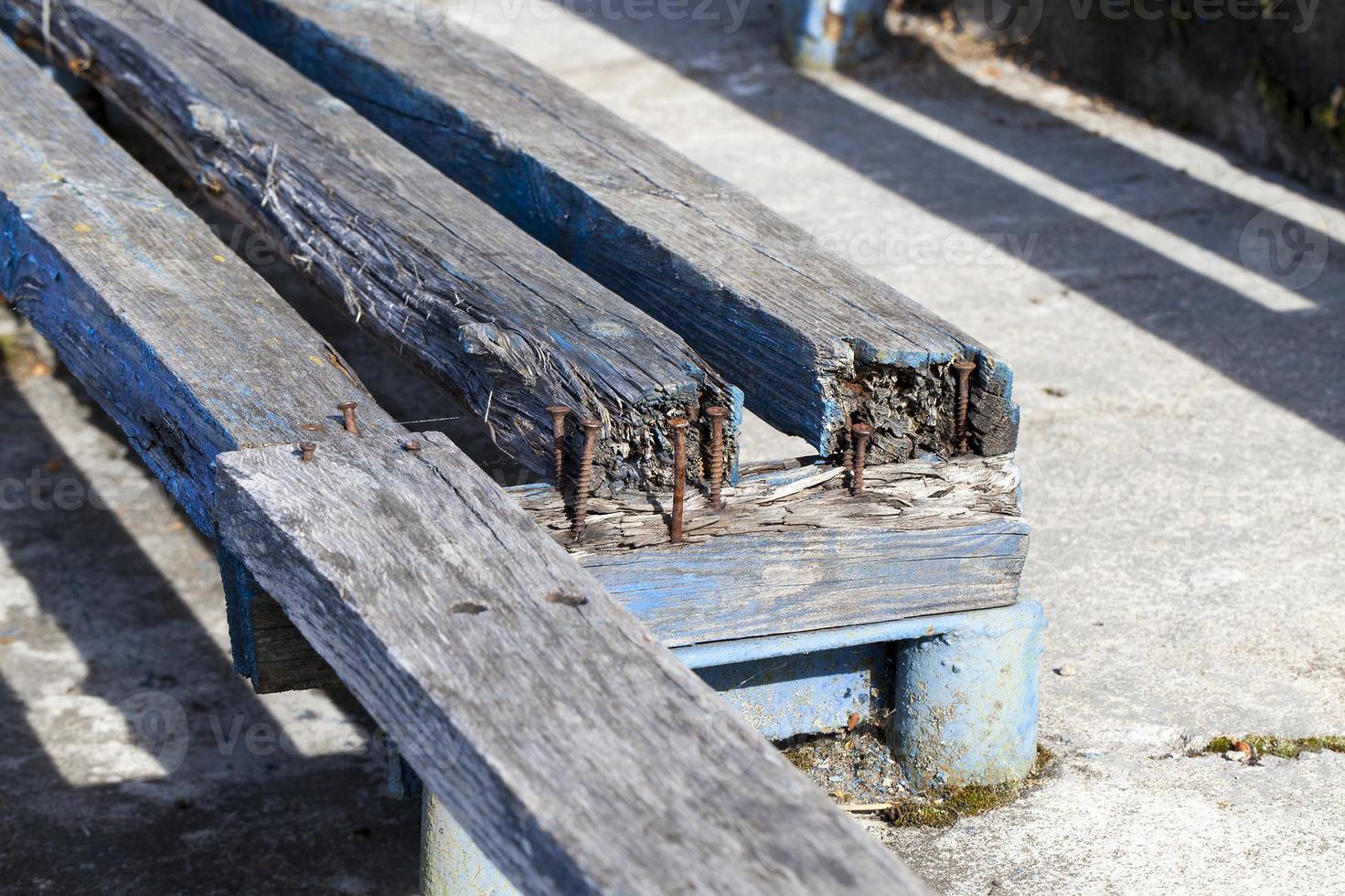 broken bench, close up photo