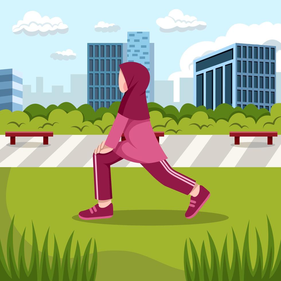 Muslim Woman Jogging vector
