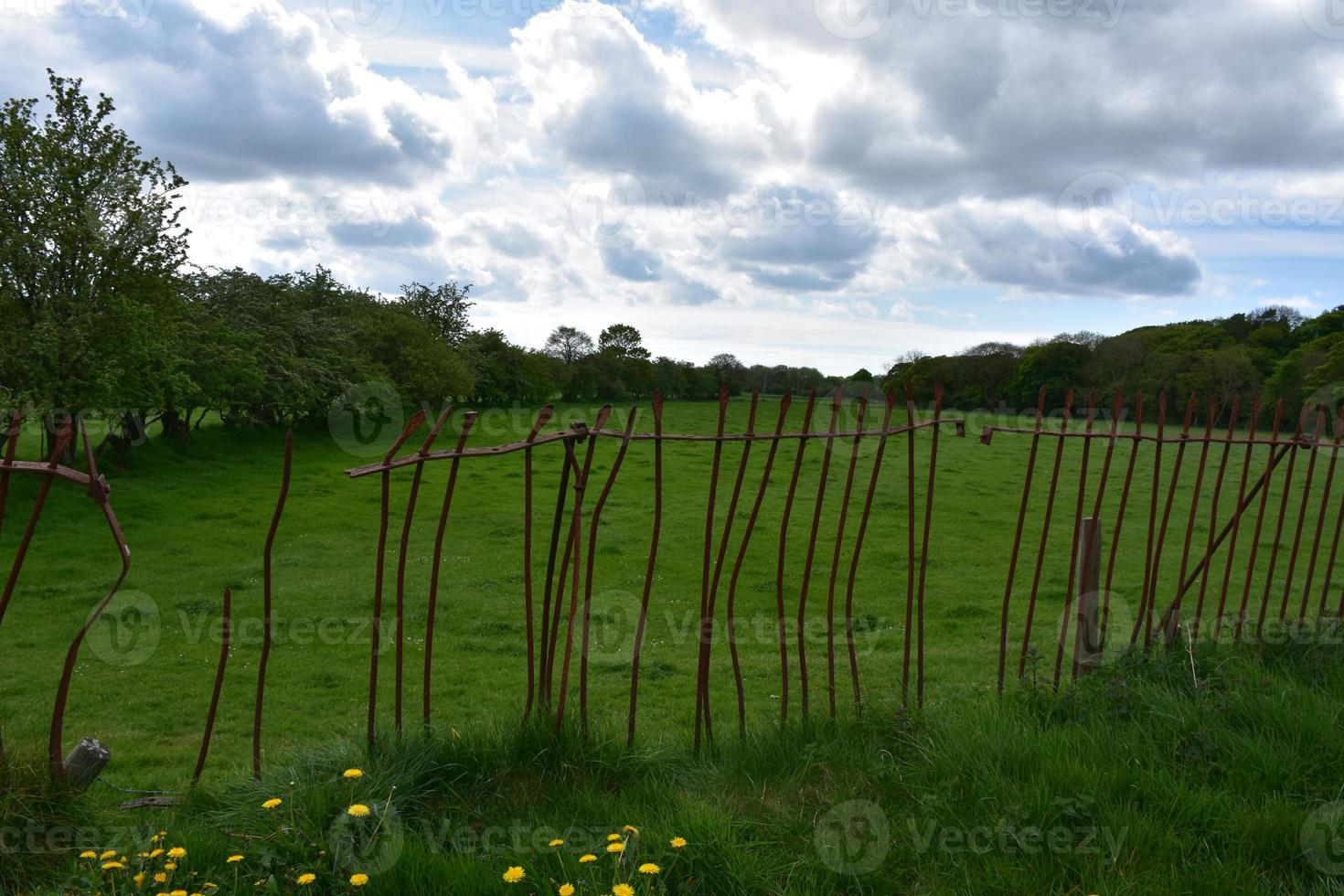 Rugged Old Rod Iron Fence Around a Field 9551772 Stock Photo at Vecteezy