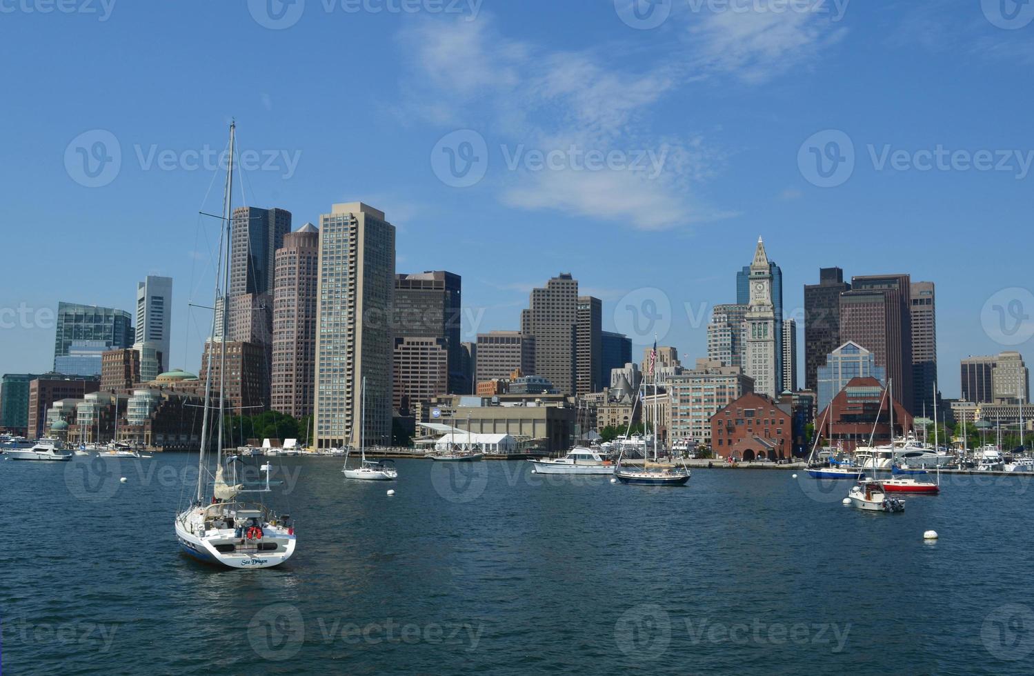 Gorgeous View of Boston Harbor on a Summer Day photo