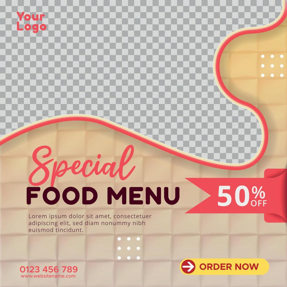 Special food menu social media template promotion and banner post. Editable square banner template. Stories template food menu for your business. vector