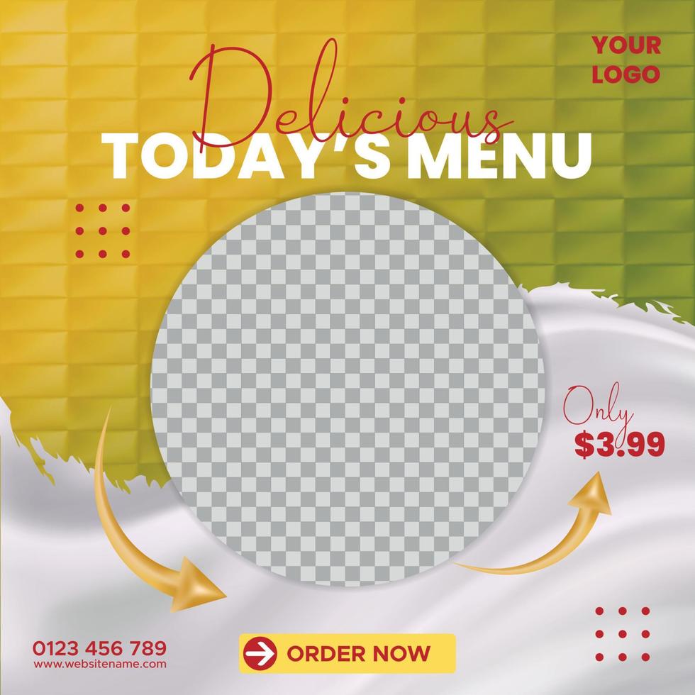 Delicious food menu social media post. Editable social media templates for promotions on the food menu for stories or post frames vector