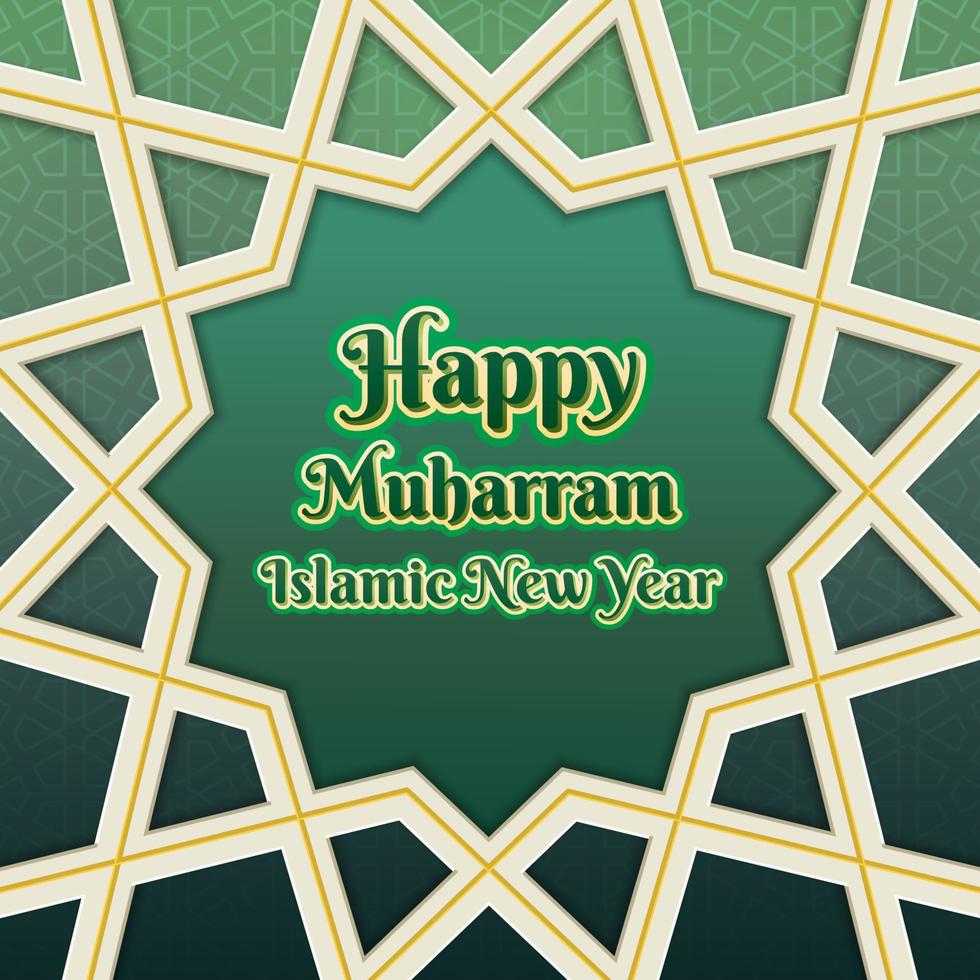 Islamic geometric frame border for Happy Muharram Islamic New Year. Fit for social media greeting card and square poster. vector