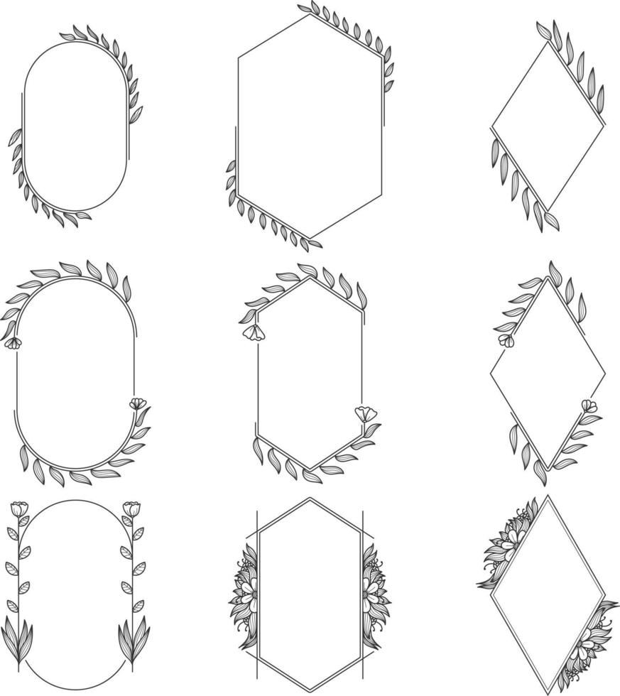 Floral Frame in outline style vector