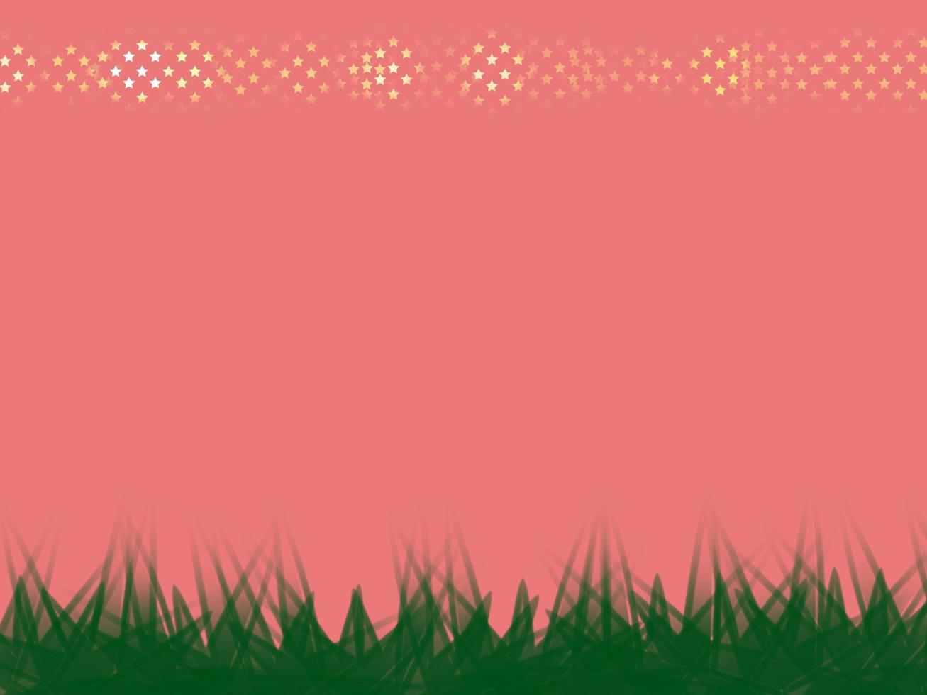hierba dibujada a mano en el campo contra el cielo por la mañana con cielo rosa, vector