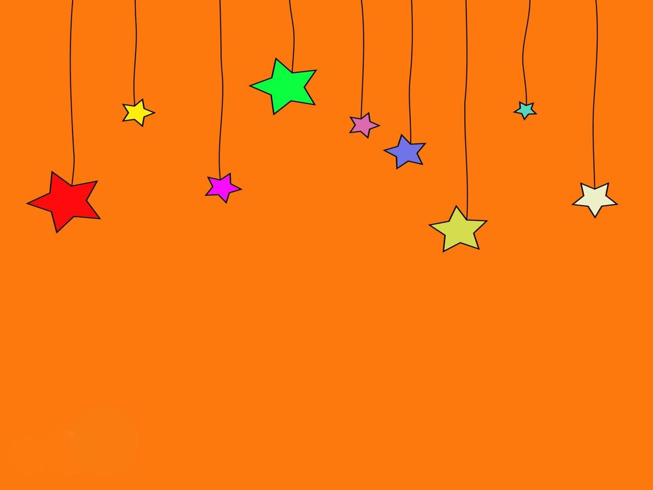 bright orange background Decorated with colorful stars for a fun party event. vector