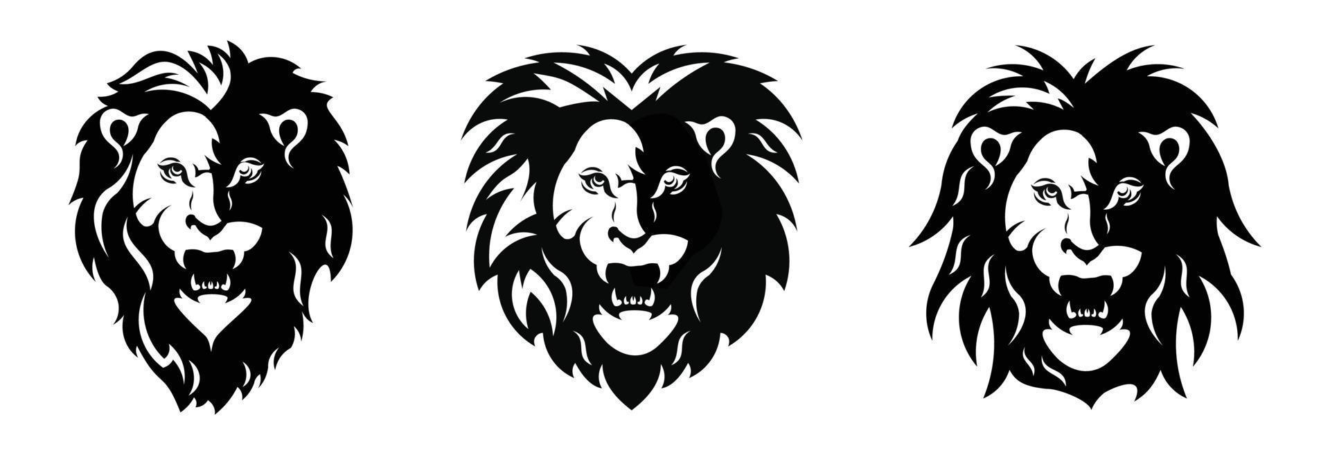head lion silhouette set.Lion wild animal silhouettes. Good use for symbol, logo, web icon, mascot. vector