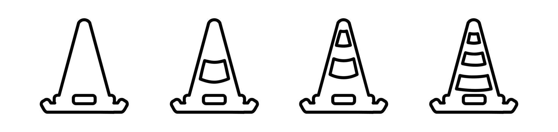 cone icon in different style vector,two colored and black cone vector icons designed,traffic cone icon set, barrier symbol vector Illustration