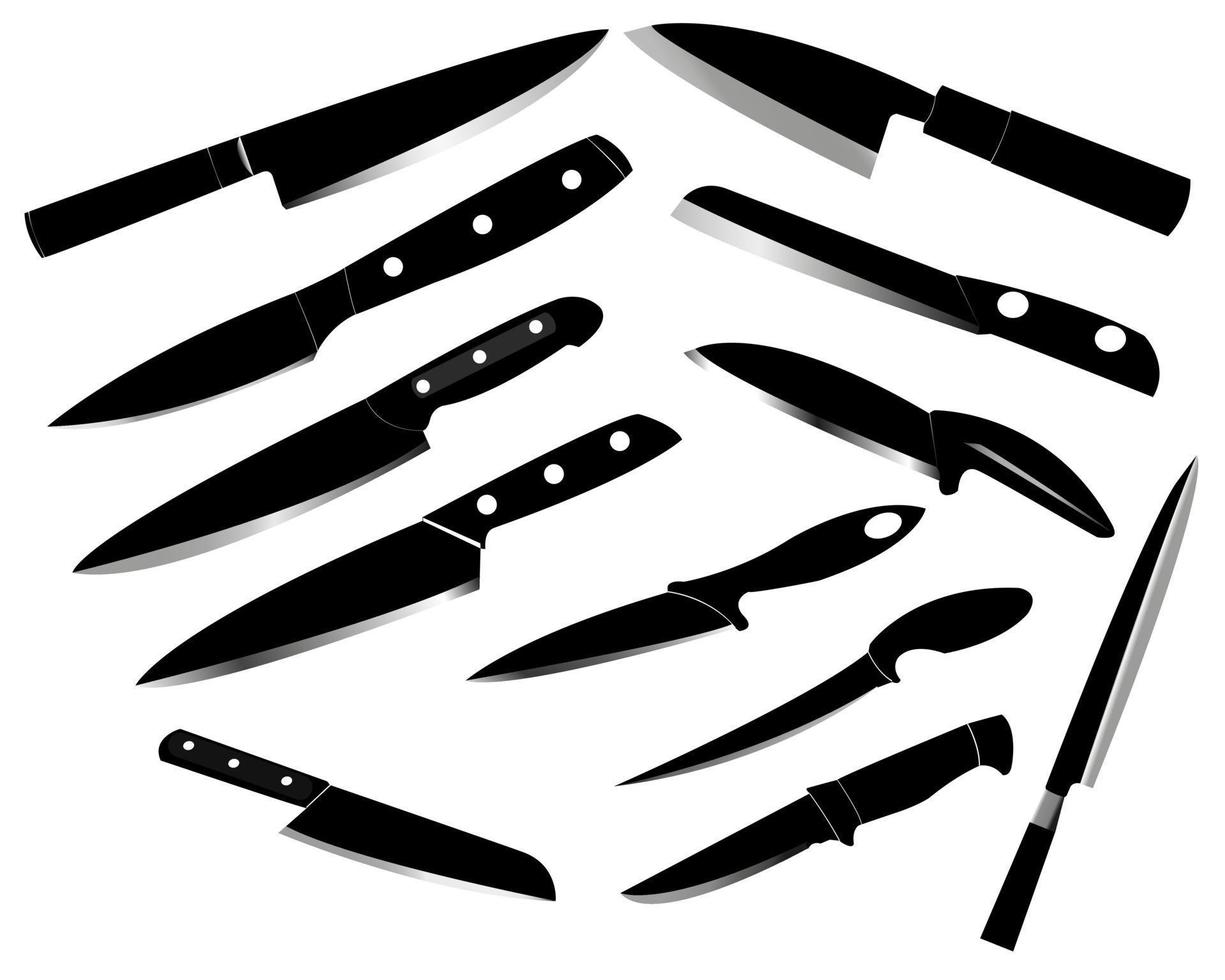juego de cuchillos de cocina vector