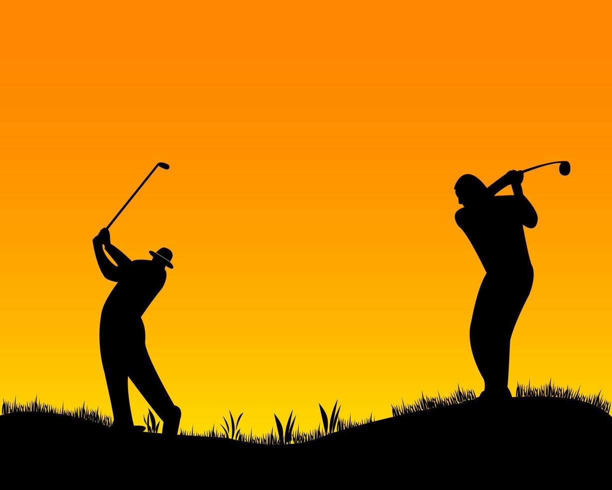 dos golfistas en la hierba vector