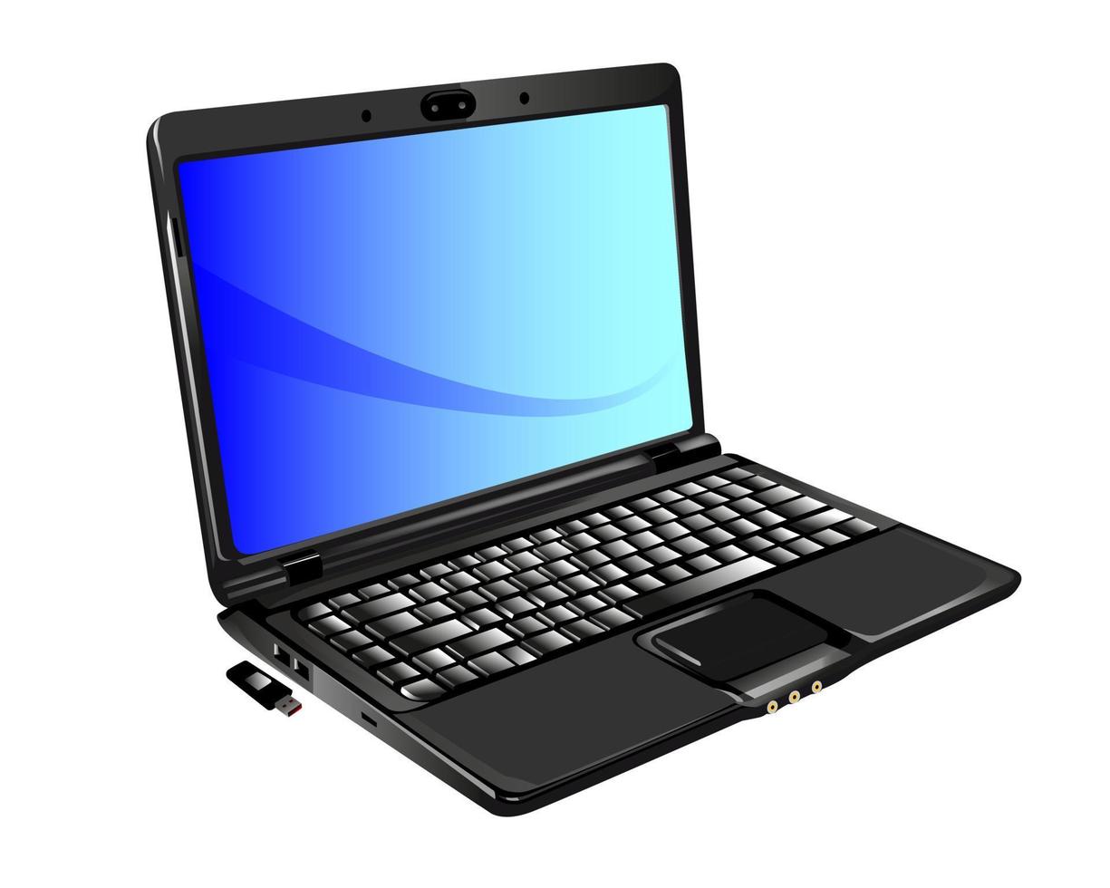 laptop and flash drive vector