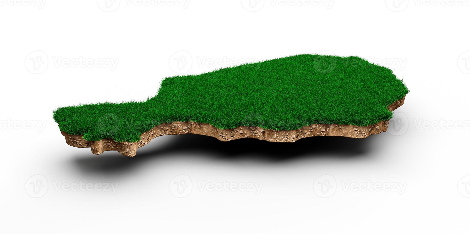 Niger Map soil land geology cross section with green grass and Rock ground texture 3d illustration photo