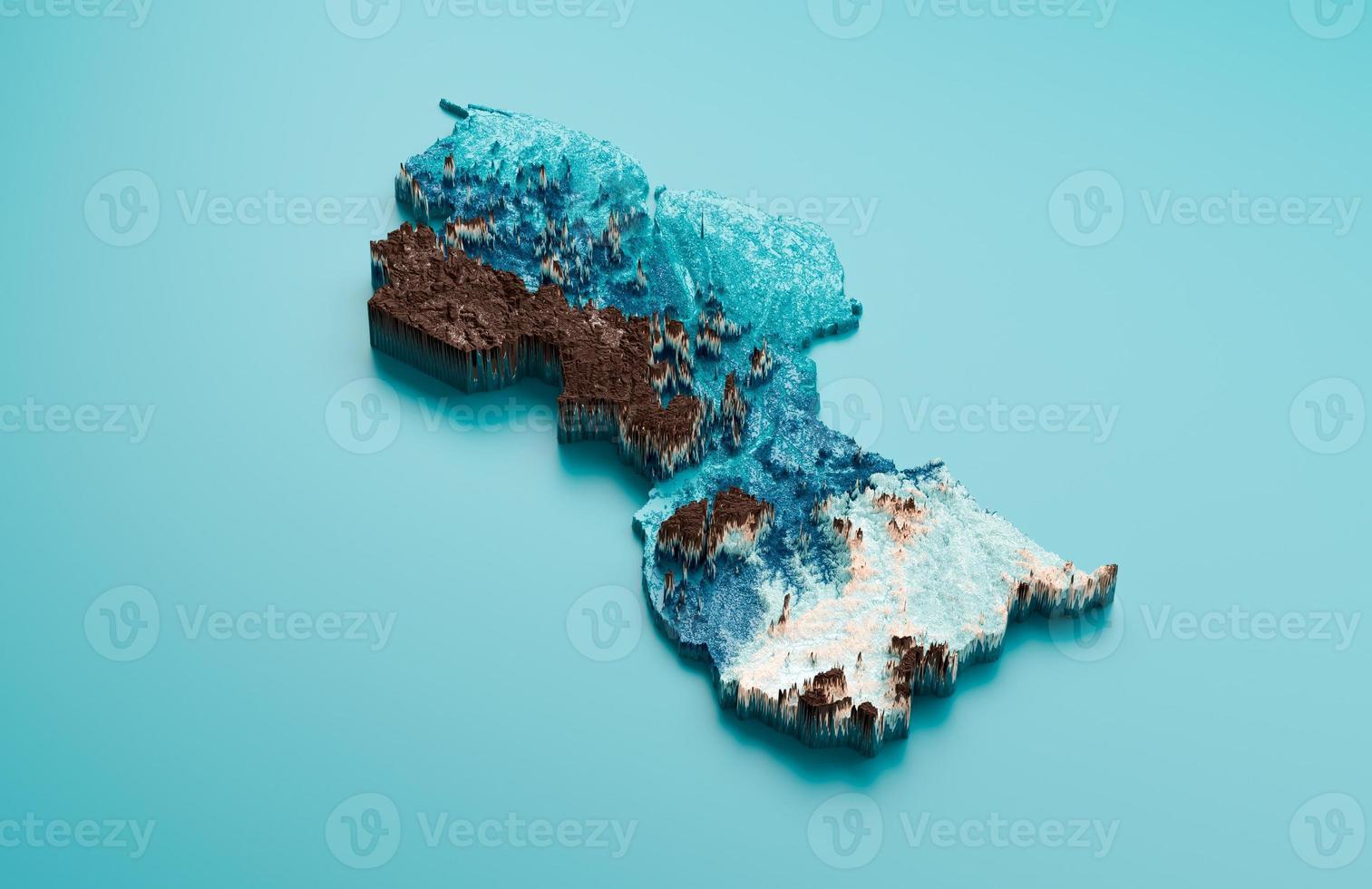 mapa topográfico de guyana hipsométrica guyana tinte de elevación espectral mapa de relieve sombreado ilustración 3d foto