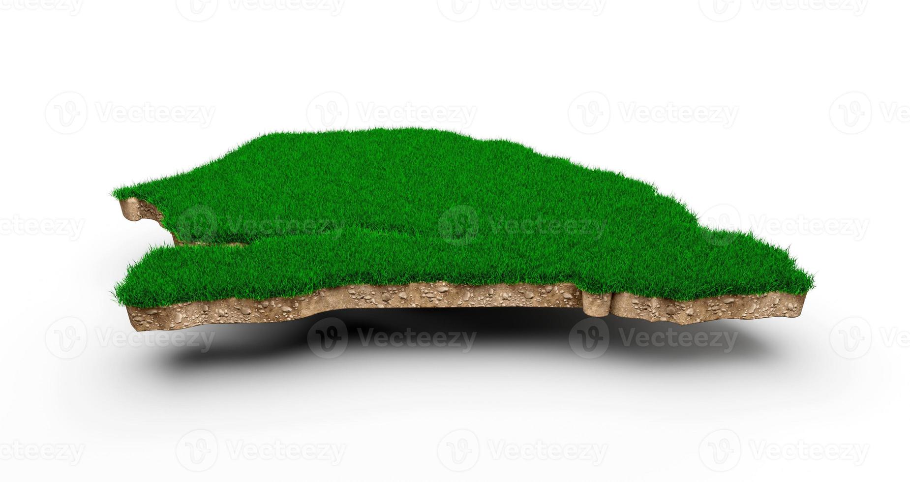 Senegal Map soil land geology cross section with green grass and Rock ground texture 3d illustration photo