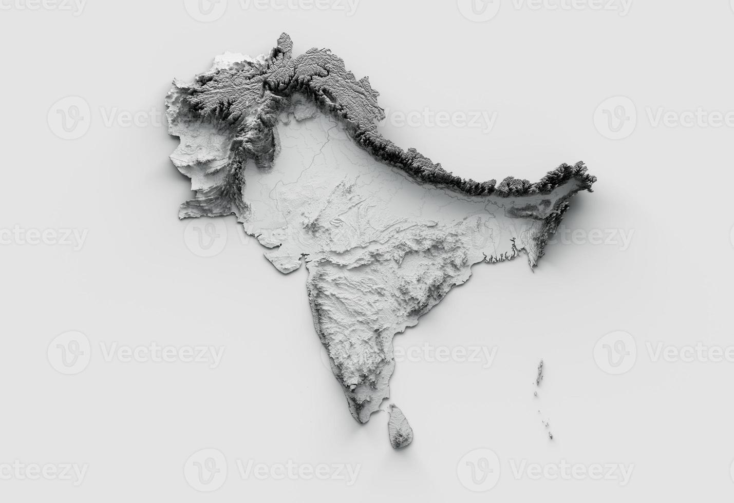 mapa del subcontinente india, pakistán, nepal, bután, bangladesh, sri lanka y las maldivas. ilustración 3d foto