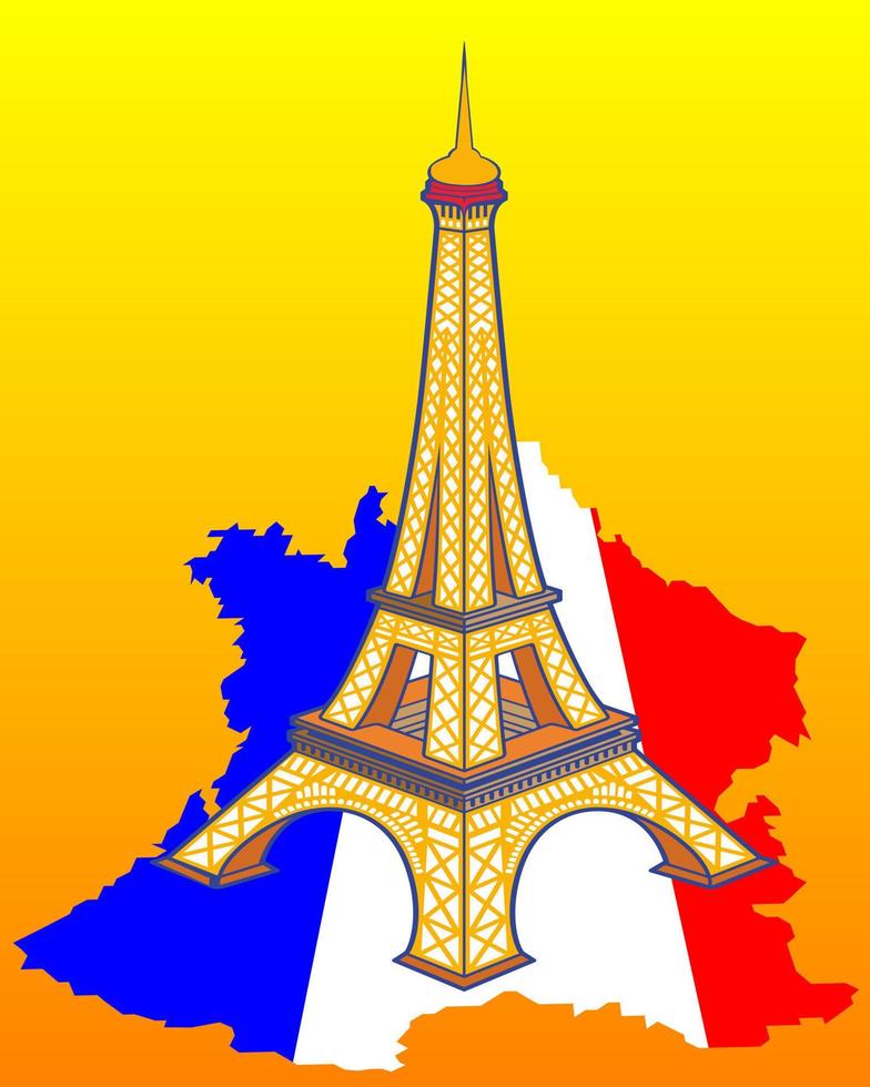 Eiffel Tower on the map of France vector