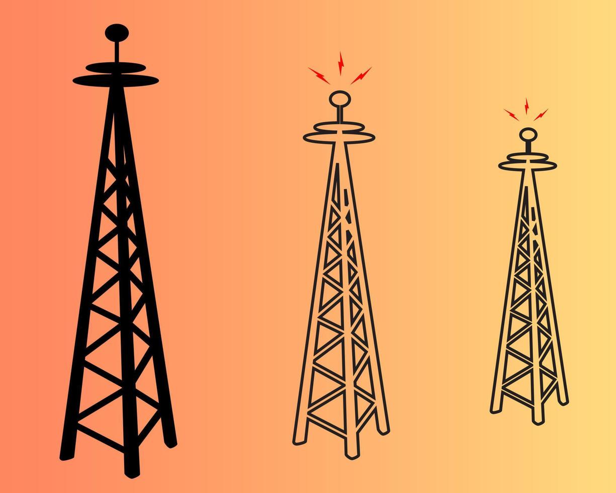 Electric poles on the orange-yellow background vector