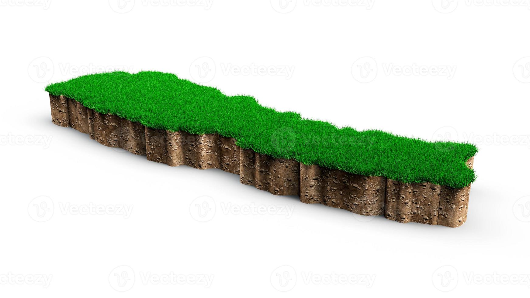 Nepal Map soil land geology cross section with green grass and Rock ground texture 3d illustration photo