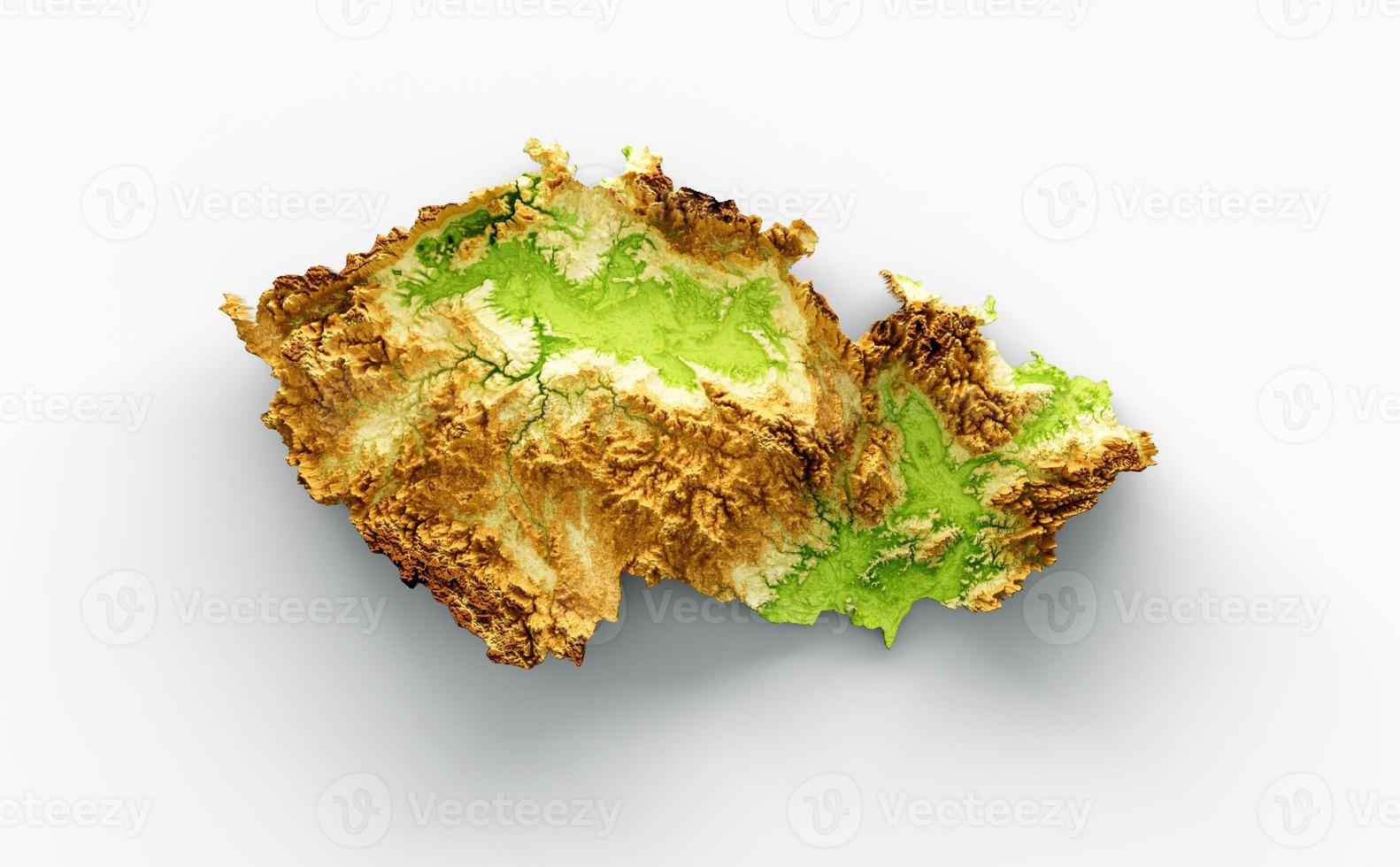 Czechia Map Shaded relief Color Height map white Background 3d illustration photo