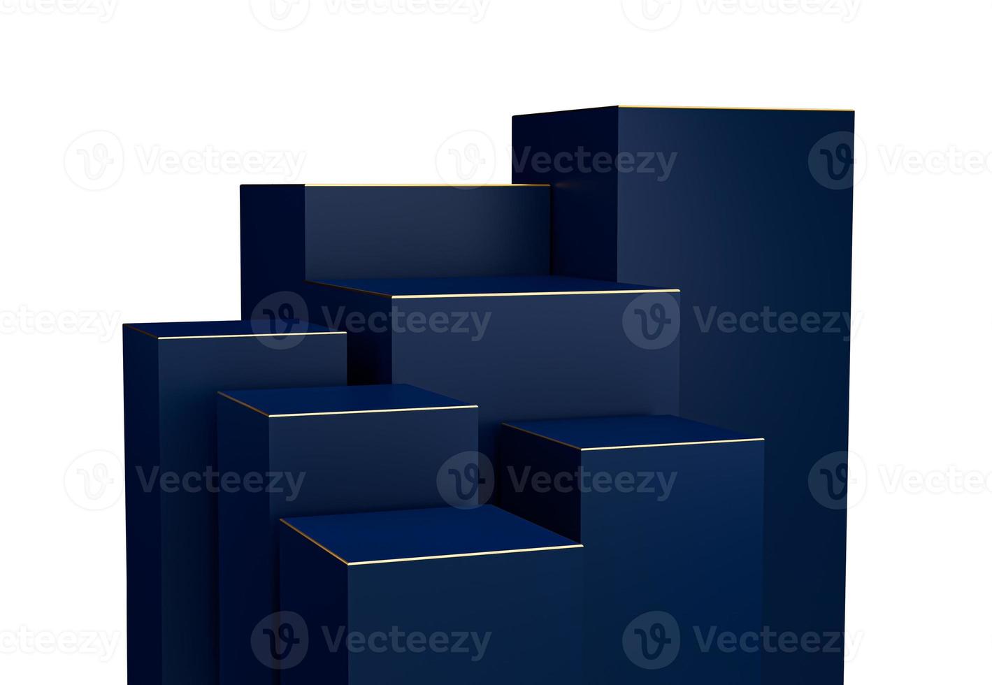 Abstract Square shape for products display presentation. Modern dark navy blue cube pedestal podium 3d illustration photo