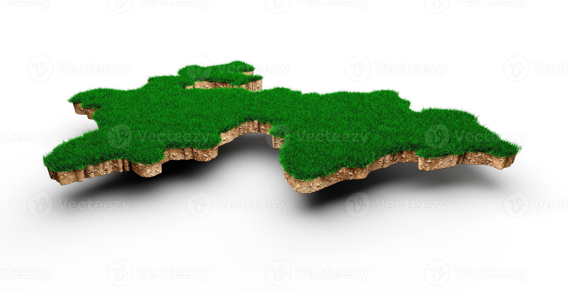 Tajikistan Map soil land geology cross section with green grass and Rock ground texture 3d illustration photo