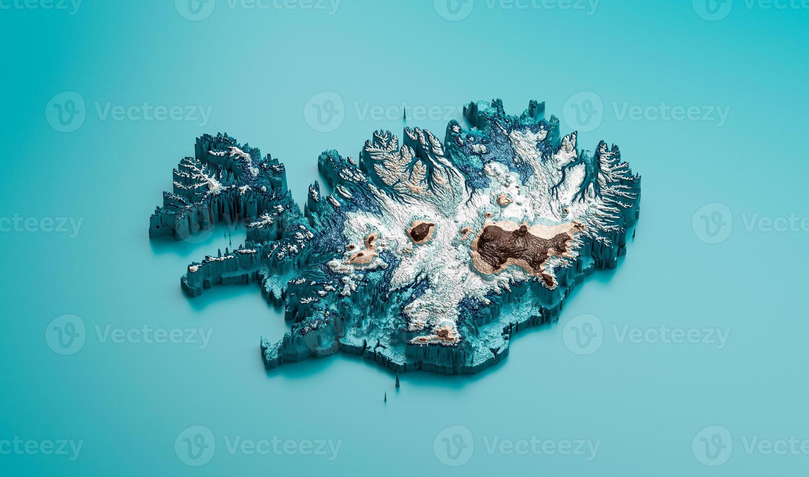 Topographic Iceland Map Hypsometric Iceland Elevation tint Spectral Shaded relief map 3d illustration photo