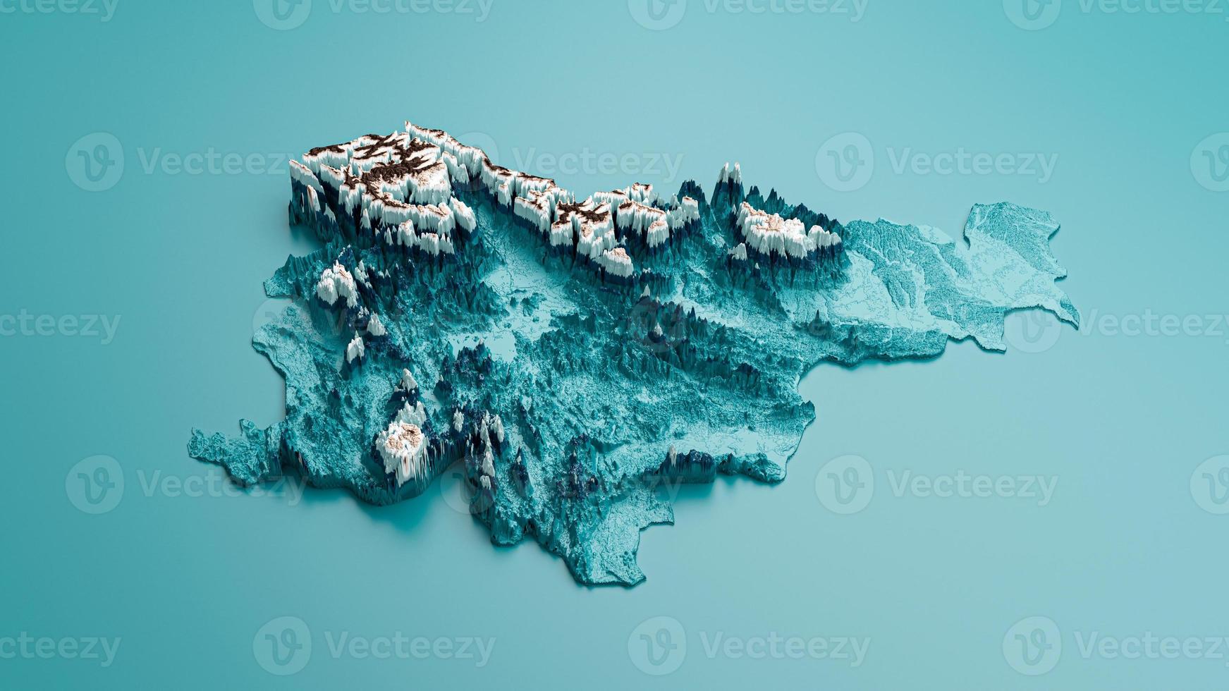 Topographic Slovenia Map Hypsometric Slovenia Elevation tint Spectral Shaded relief map 3d illustration photo