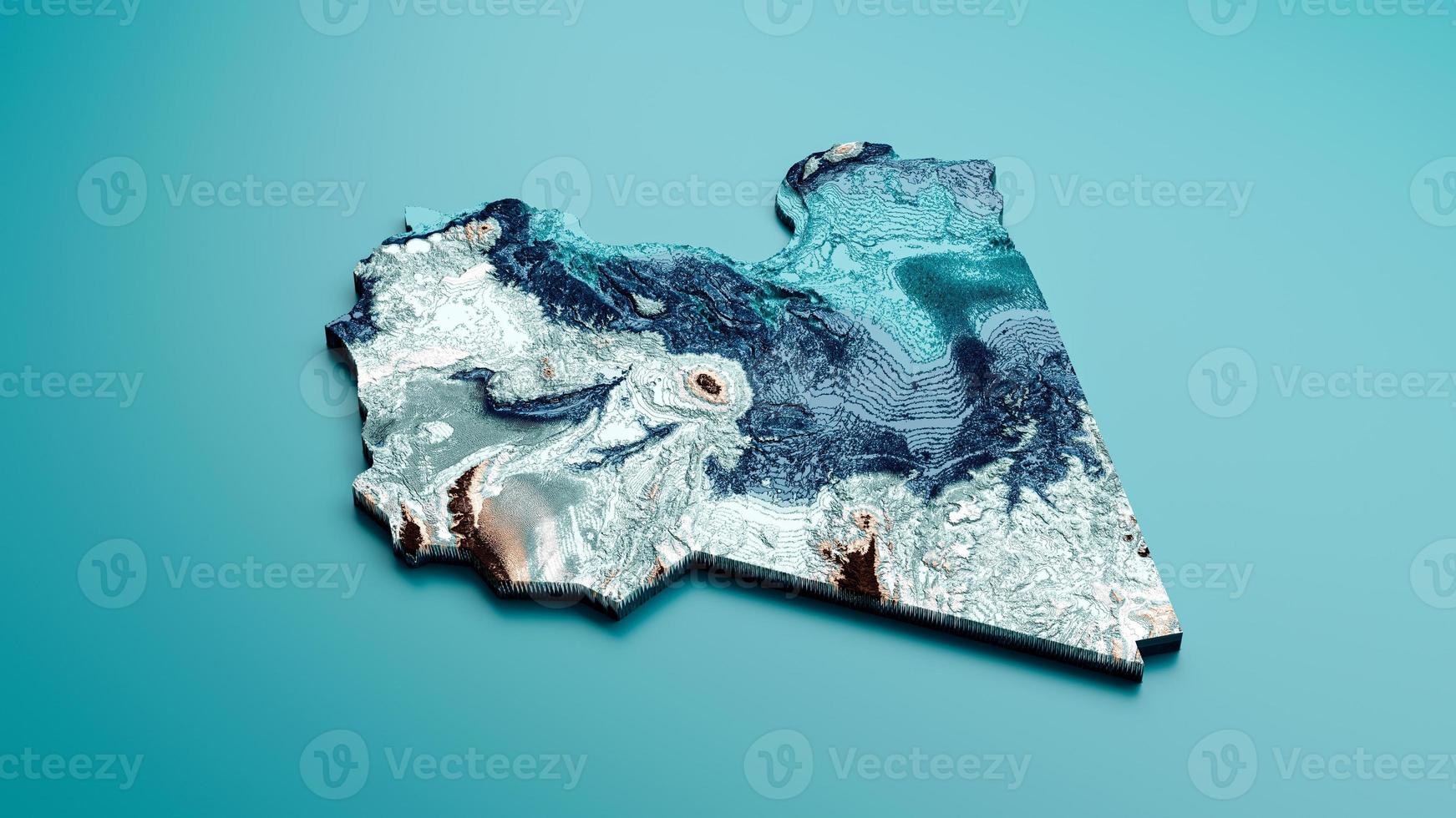 topográfico libia mapa hipsométrico libia elevación tinte espectral sombreado relieve mapa 3d ilustración foto