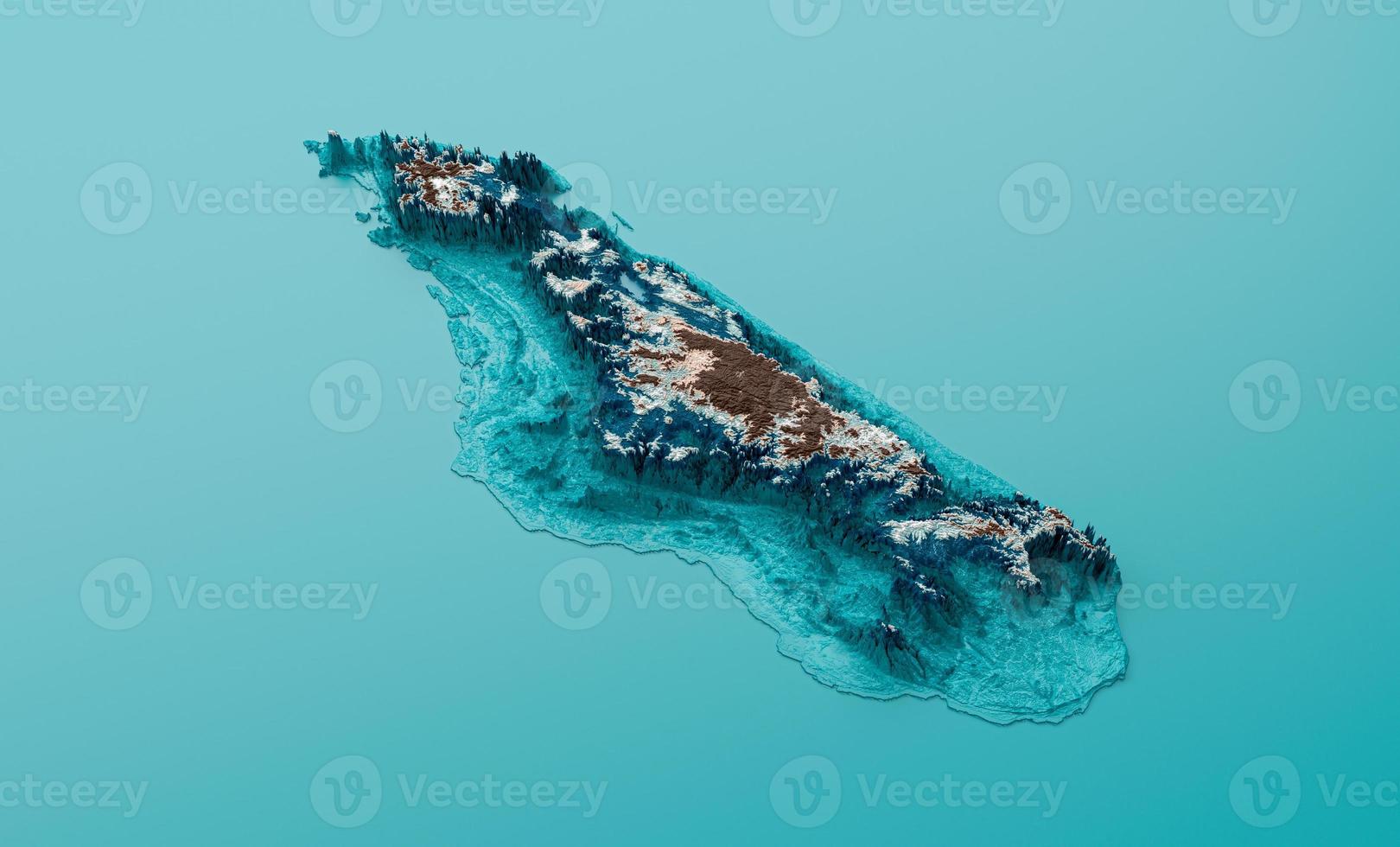 Topographic Madagascar Map Hypsometric Madagascar Elevation tint Spectral Shaded relief map 3d illustration photo