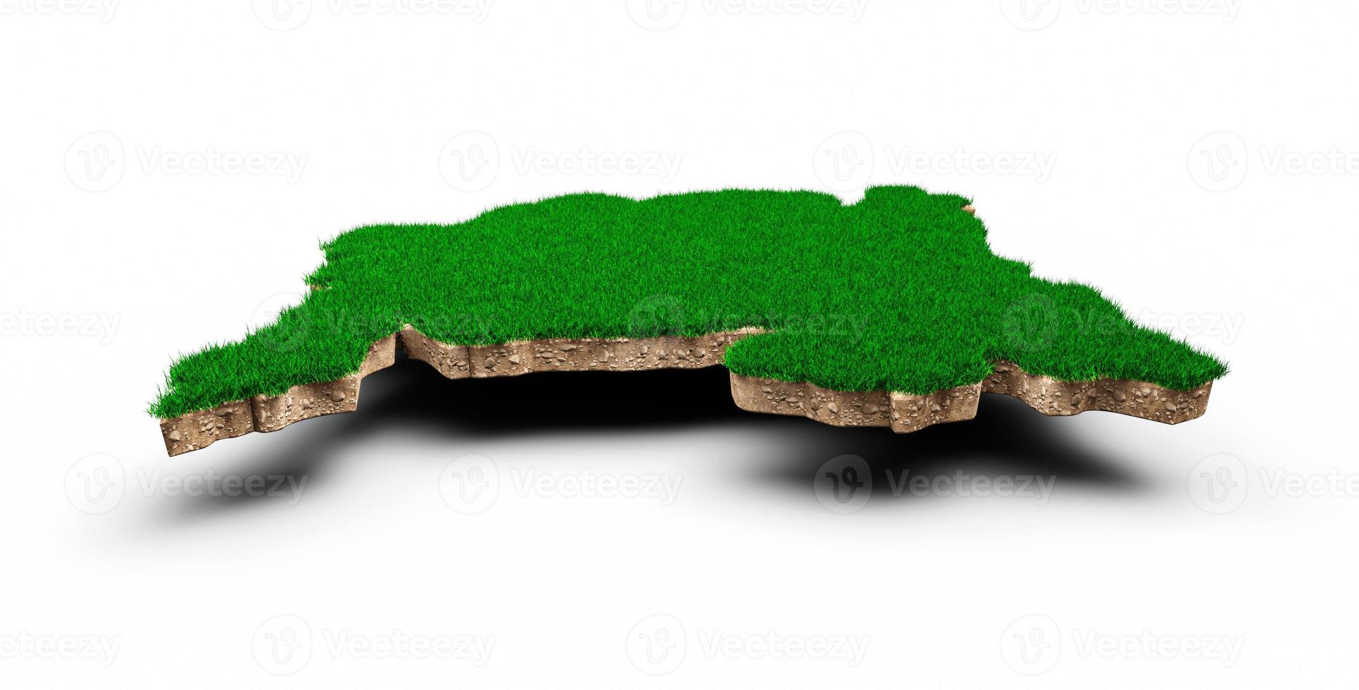 Montenegro Map soil land geology cross section with green grass and Rock ground texture 3d illustration photo