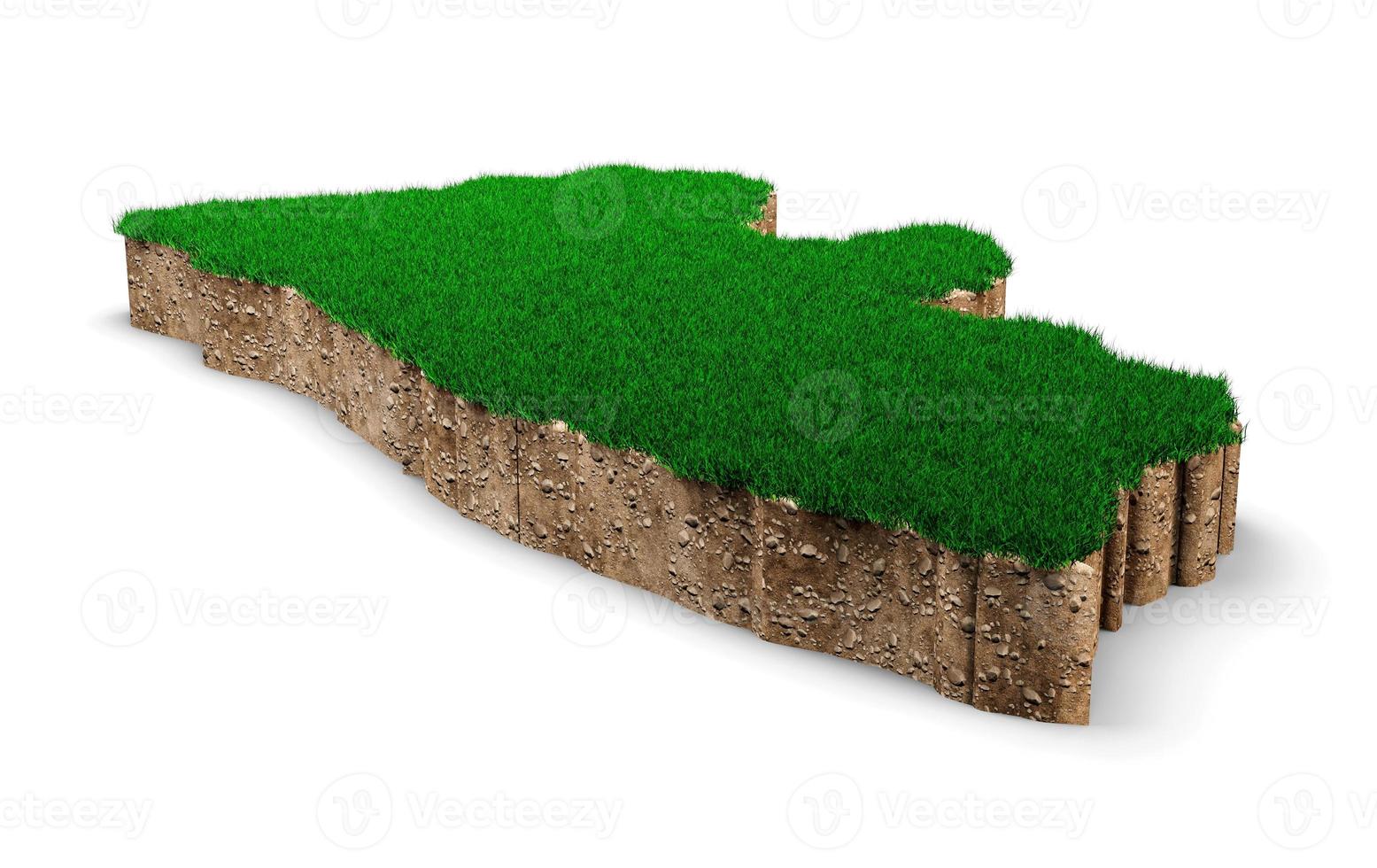 Liberia Map soil land geology cross section with green grass and Rock ground texture 3d illustration photo