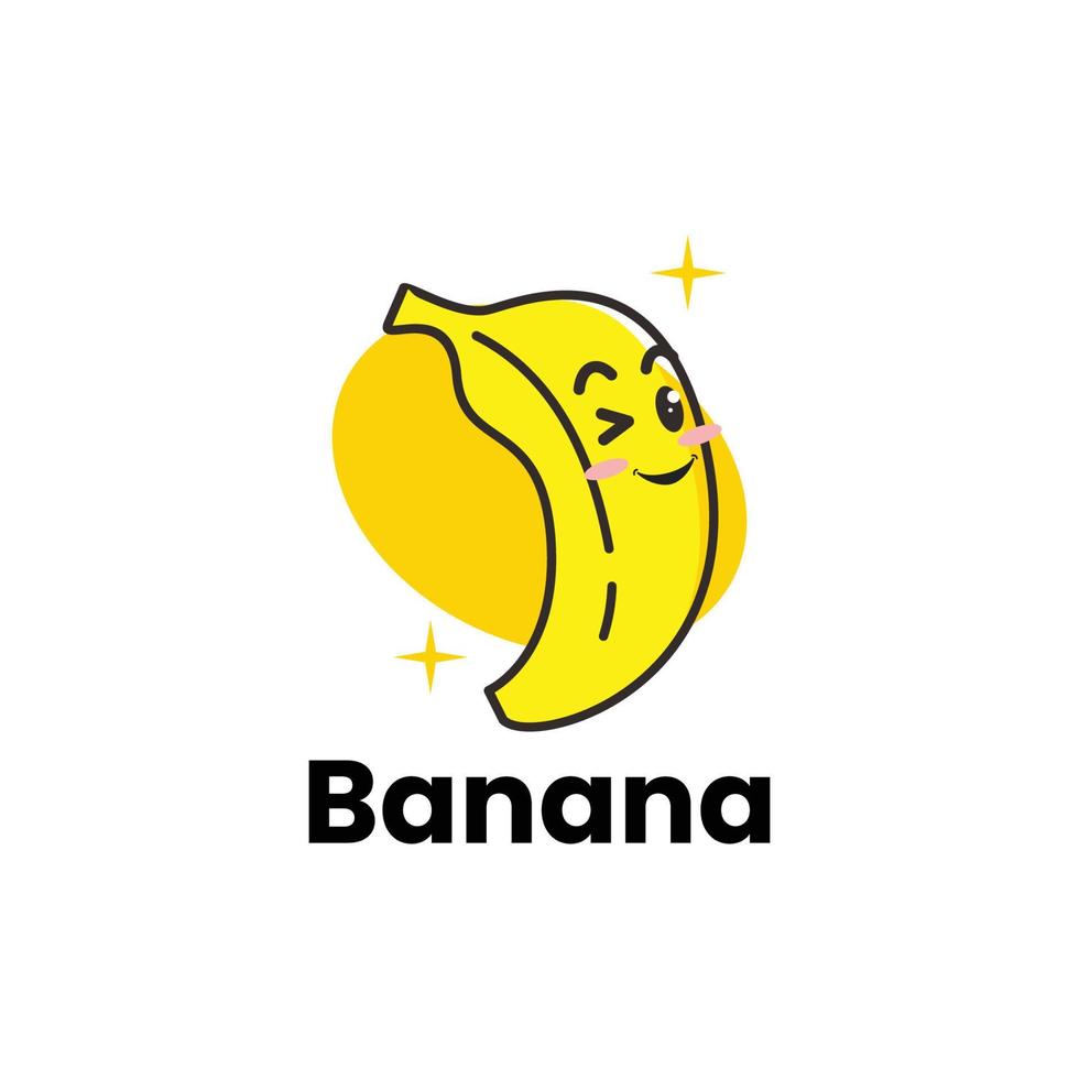 Cute Banana Logo Smiling vector