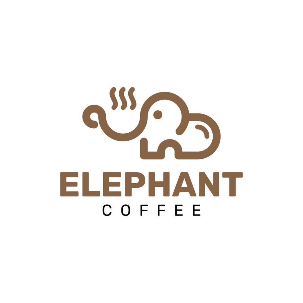 Elephant and coffee cup Logo vector