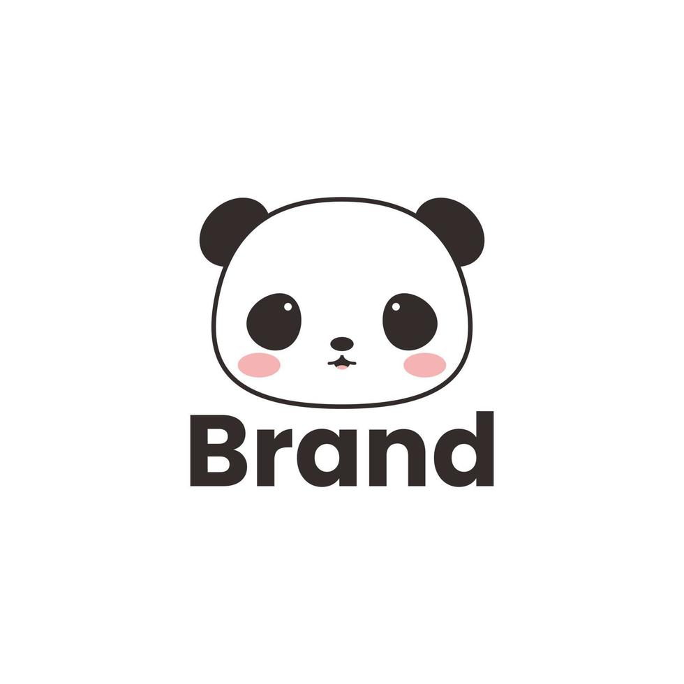 Cute panda head simple logo vector