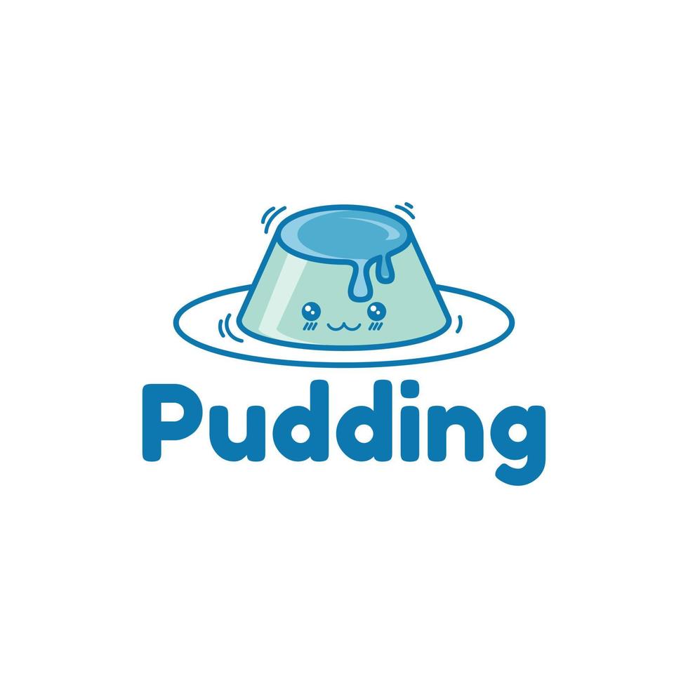 Cute melted pudding simple logo vector