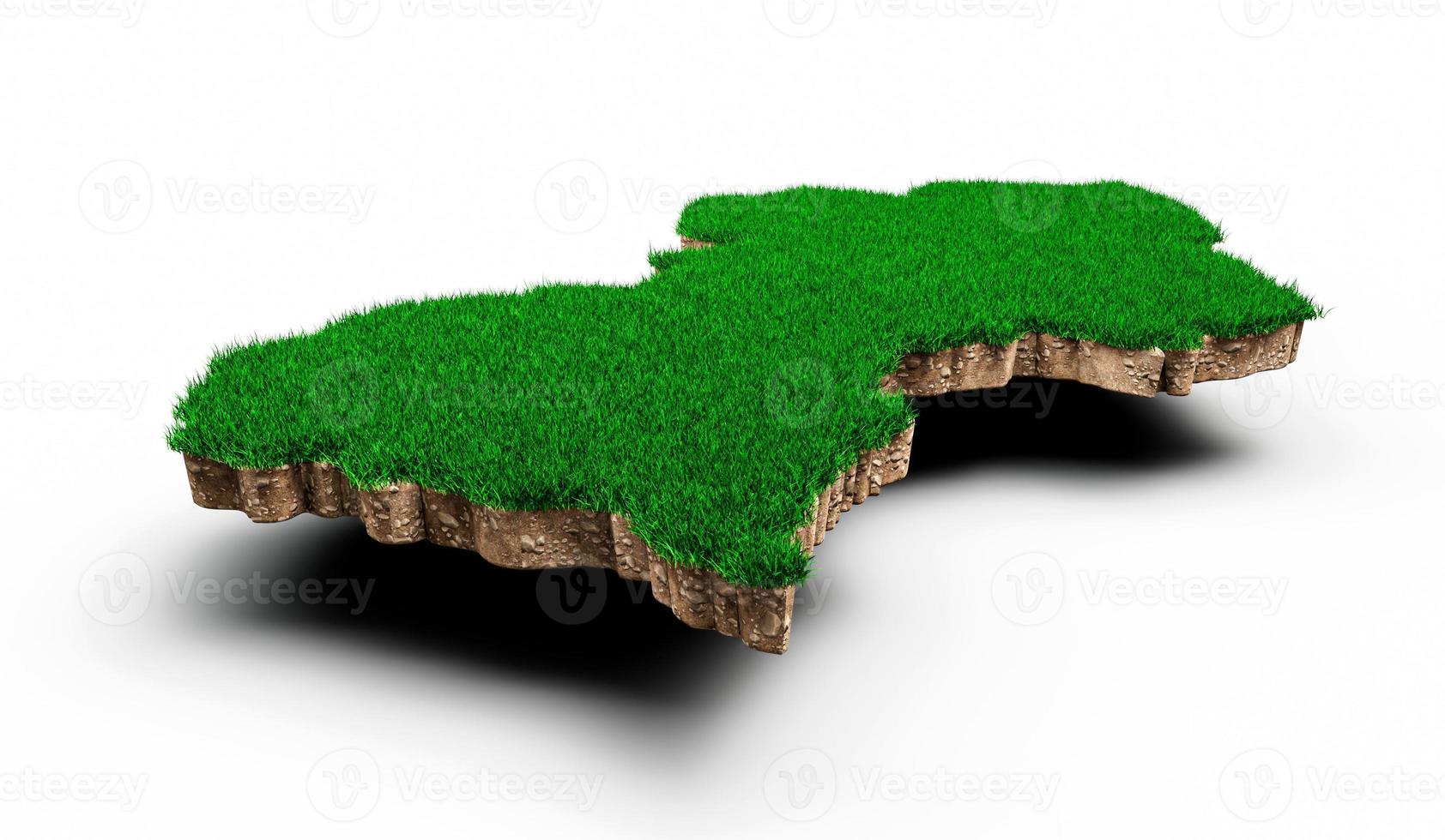 Guyana Map soil land geology cross section with green grass and Rock ground texture 3d illustration photo